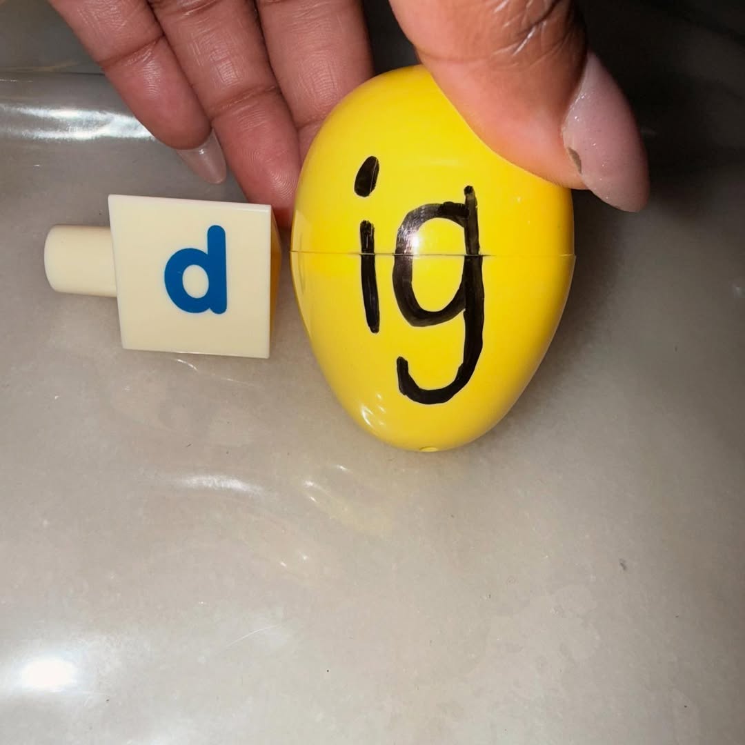 Letter eggs used for phonics practice